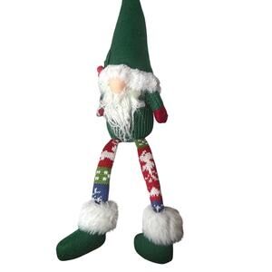 Nordic Christmas Gnome Stockings Beard Holly Reindeer 29" Mantle Ledge Green Red